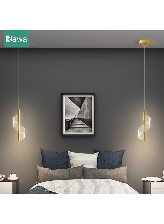 روعة مصباح LED ثلاثي الألوان من طراز Nordic للإضاءة الداخلية المعلقة مناسب للديكور المنزلي بجانب السرير وغرفة المعيشة وطاولة الطعام والممر إضاءة حديثة بسيطة وفنية باللون الذهبي - Image 2